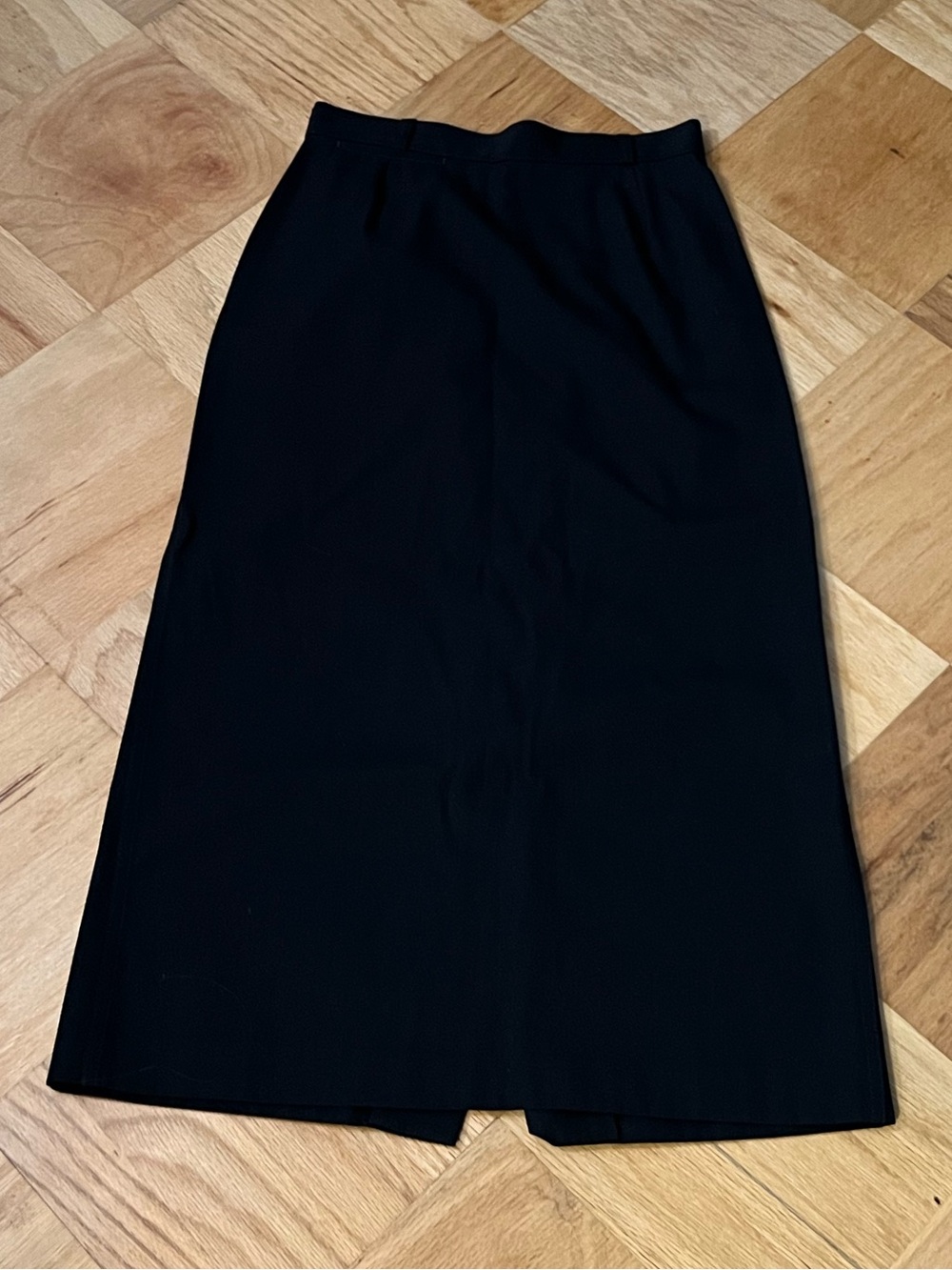 Vintage 1980s Banana Republic Worsted Wool Cotton Long Black Skirt